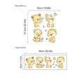 Dettagli dimensioni del layout ed effetto adesivo per decalcomanie da muro orso - Serie Orsetti Cartoon (YD136)