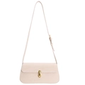 Bolso bandolera crema en piel PU con cierre dorado y correa ajustable elegante - Blanco