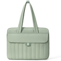 Elegante borsa trapuntata verde salvia per laptop da donna con manici imbottiti - Verde