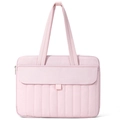 Borsa tote in nylon trapuntato rosa per laptop con spalline lunghe e patta - Rosa