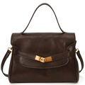 Vintage Kelly-Tasche in Dunkelbraun mit goldenem Drehverschluss und Ledergriff - Braun