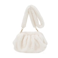 Witte kunstbonte cloud bag met zachte plooien en gouden karabijnsluitingen - Wit