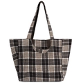 Britischer Shopper aus Wolle mit braun-weißem Karomuster für Herbst und Winter - Braun