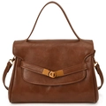 Braune Vintage Henkeltasche im Kelly-Stil mit Metallverschluss und Schultergurt - Braun