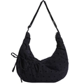 Borsa hobo nera a pois con trama a coste e dettaglio fiocco coulisse - Blu