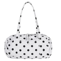 Bolso tote blanco con lunares negros grandes, correas largas y bolsillo frontal a presión - Blanco