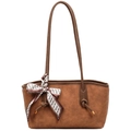 Braune Vintage-Einkaufstasche mit Schleifendetail und eleganter Webmuster-Oberfläche - Braun