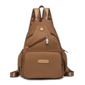 Braune Canvas-Umhängetasche mit vielen Taschen und verstellbarem Gurt für Damen - Braun