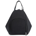 Sac à bandoulière noir à carreaux tendance, grande capacité et doubles poignées - Noir