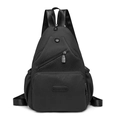 Schwarze Canvas-Brusttasche für Damen mit Webstruktur und verstellbarem Schultergurt - Schwarz