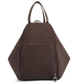 Grand sac à bandoulière marron foncé à carreaux avec fermeture éclair et poignées - Marron
