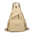 Sac bandoulière polyvalent en toile beige avec texture sergée et poches zippées - Beige