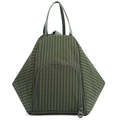 Sac bandoulière minimaliste à carreaux verts en tissu texturé avec fermeture éclair - Vert