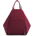 Sac à main bordeaux à carreaux de forme trapèze avec une poche frontale zippée - Rouge