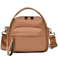 Borsa a tracolla kaki leggera e minimalista con tracolla larga e design spazioso - Cachi