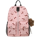 Sac à dos plissé rose avec nœuds rouges, pois noirs et charmant petit ours brun - Rose