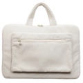 Mochila para portátil minimalista en pana blanco crema con tejido texturizado - Blanco Roto