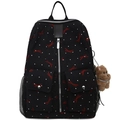 Sac à dos d'école noir avec motifs nœuds rouges et accessoire de petit ours en peluche - Noir