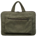 Funda para portátil de pana verde oscuro con asas dobles y bolsillo frontal con cremallera - Verde