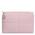 Quilted cloud makeup bag in soft pink nylon with stylish triangle zipper puller - Pink