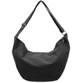 Classic black and white checkered large capacity crossbody bag with adjustable strap - Black
