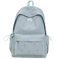 Zaino celeste minimalista con motivo a fiocchi all-over e ricamo frontale a fiocco - Blu