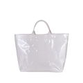 Sac cabas crème brillant avec motif lettrage et bandoulière réglable pour femmes - Blanc Cassé