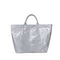 Sac fourre-tout argenté métallisé avec motif serpent et texte TOTE BAG blanc - Argenté