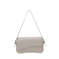 Borsa sottobraccio retrò beige crema con patta a onda ed eleganti dettagli oro - Armatura tela / Bianco Sporco