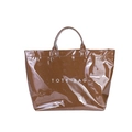 Grand sac cabas marron en similicuir brillant à motif serpent avec lettrage blanc - Marron