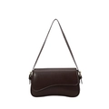 Borsa a spalla retrò marrone scuro con base ondulata e anelli in metallo dorato - Armatura tela / Marrone