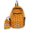Waterproof yellow polka dot folding backpack with matching storage pouch for travel - Yellow