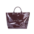 Glossy burgundy tote bag with snakeskin texture and TOTE BAG lettering detail - Red
