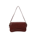 Vintage dark reddish-brown crocodile pattern shoulder bag with asymmetrical flap - Style 2 Red
