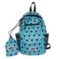 Zaino celeste a pois per donna con piccola borsa portaoggetti coordinata con coulisse - Azzurro