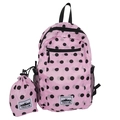 Zaino rosa a pois con custodia abbinata per studenti, stile semplice e leggero - Rosa