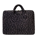 Purple leopard print crossbody tote bag with top handles and lightweight fabric material - Large / Black