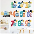 Bunte Monster Wandtattoo Zahlen 1 bis 9 für die kreative Kinderzimmer Dekoration - Monster Thema Zahlen (45*60cm)