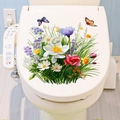 Bunter Toilettensitz-Aufkleber mit Blumen und Schmetterlingen auf wasserfestem PVC - Bunte Blumen und Schmetterling (AM33007) / 27.5x27.5cm