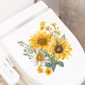 Blumen-Aufkleber für Toilettendeckel mit Sonnenblumen auf weißem Hintergrund - Sonnenblumen und Gänseblümchen (AM33009) / 27.5x27.5cm