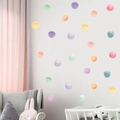 Adesivi murali per cameretta con pois acquerello in colori pastello per decoro - Pois Colorati (KL-D019) / Grande