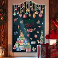 Christmas window stickers set with foxes, gift boxes and red festive lettering on glass - SD-03