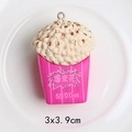 Miniature popcorn box keychain pendant in pink stripes with 3x3.9cm resin charm - Popcorn (With Eye Hook)