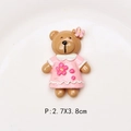 Cute brown resin bear DIY charm with pink floral dress, dimensions 2.7x3.8 cm - Rose Red Flower Pink Skirt (P)