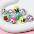 Cuentas navideñas iridiscentes de 16mm con muñeco de nieve y jengibre para joyería DIY - 16 / Multicolor