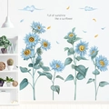 Sticker mural tournesol bleu avec nuages et citation pour décoration murale intérieure - 07 Zhimeng Tournesol Bleu