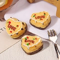 Three-piece set of yellow heart resin cake miniatures with cherry and LOVE engraving - LOVE Yellow