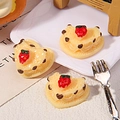 Miniature resin heart cake with strawberry detail for DIY crafts and hair accessories - Yellow Strawberry Heart