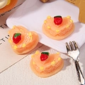 Miniature resin heart cake charm in orange with strawberry detail for DIY crafts - Orange Strawberry Heart