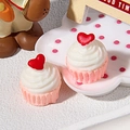 Miniature resin heart cupcakes with pink liners for DIY phone case craft decoration - Pink Bottom Red Heart